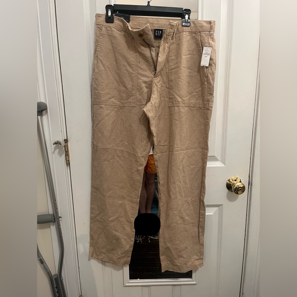 Gap utility pant, 32x30, khaki, linen/cotton blend